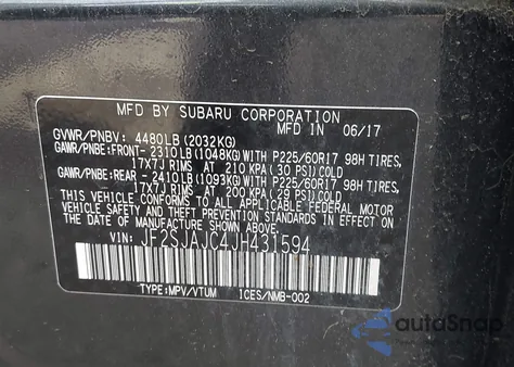 2018 Subaru Forester 2.5I Limited from USA, damaged, VIN JF2SJAJC4JH431594